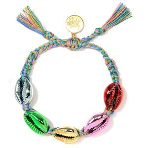 NEW VENESSA ARIZAGA women's adjustable shell bracelet in rainbow metallic